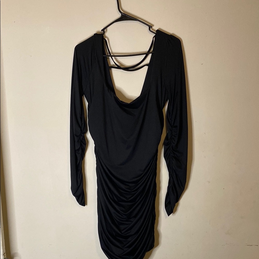 Black Crisscross Back Bodycon Dress